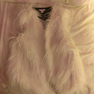 Fluffy white vest